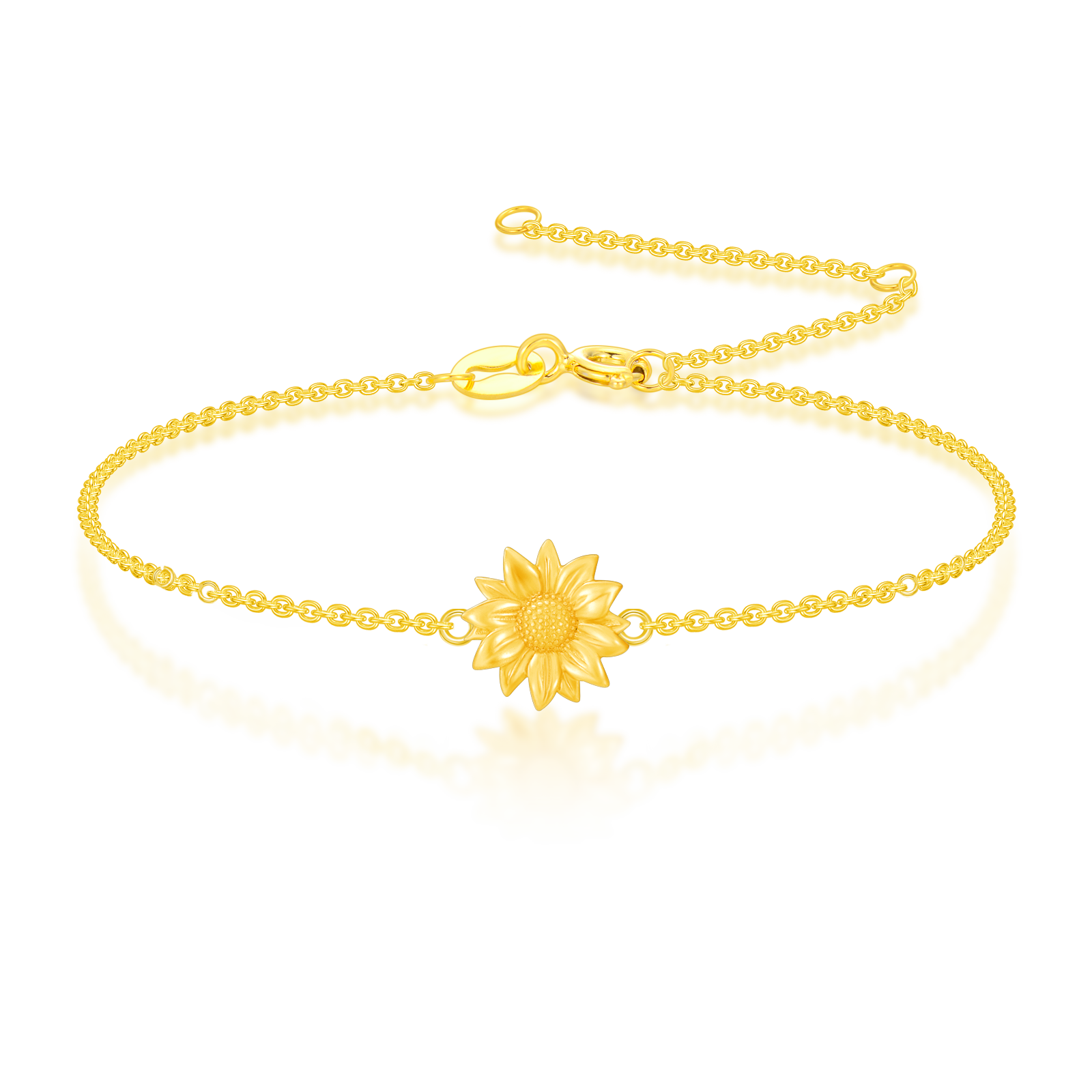 14K Gold Sunflower Charm Bracelet