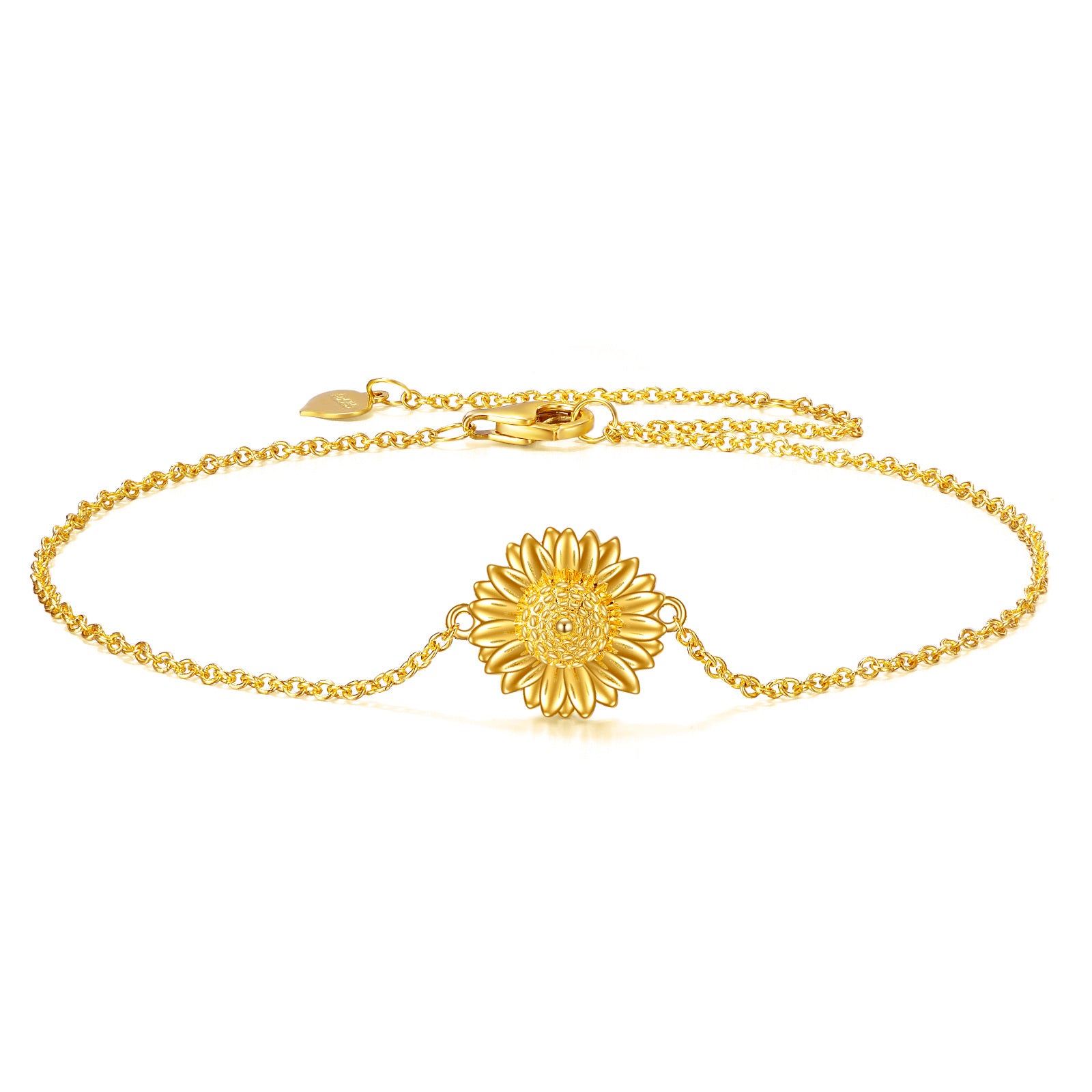 14K Gold Sunflower Charm Bracelet