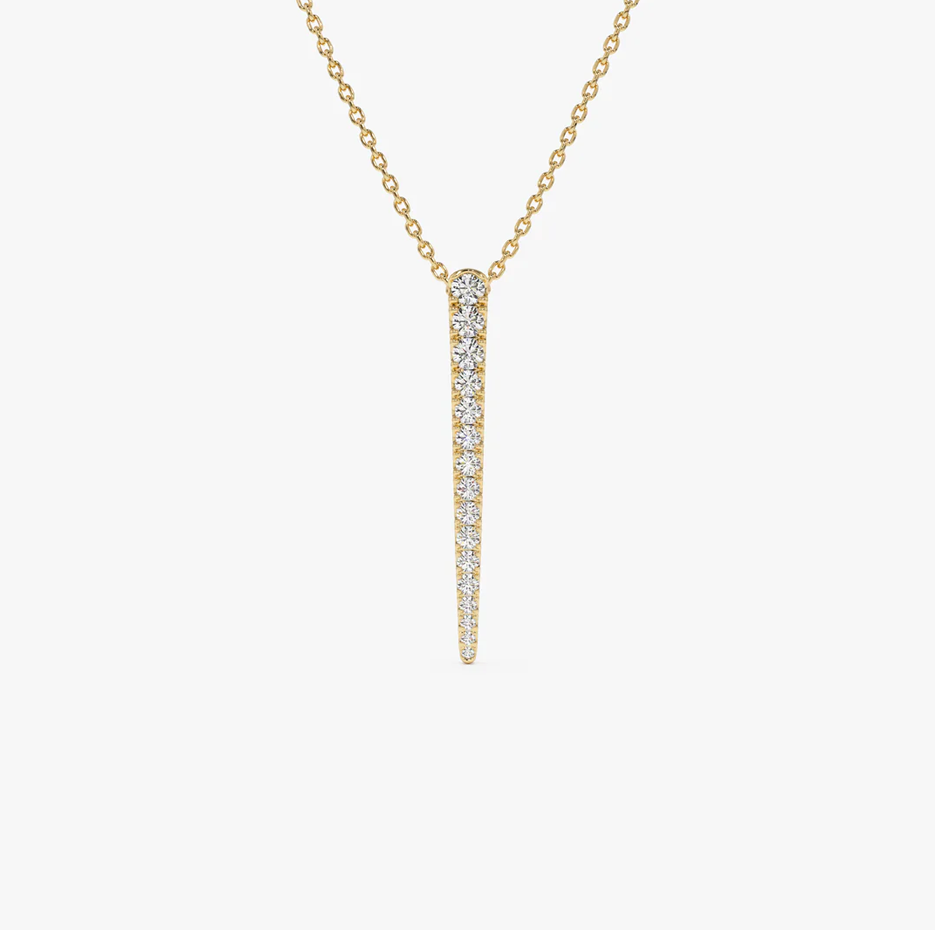 14K Gold Tapered 0.23 CT Diamond Bar Necklace
