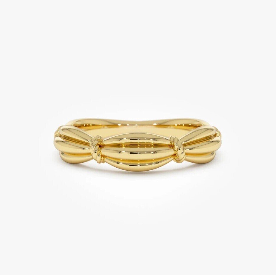 14k Gold Textured Knot Ring