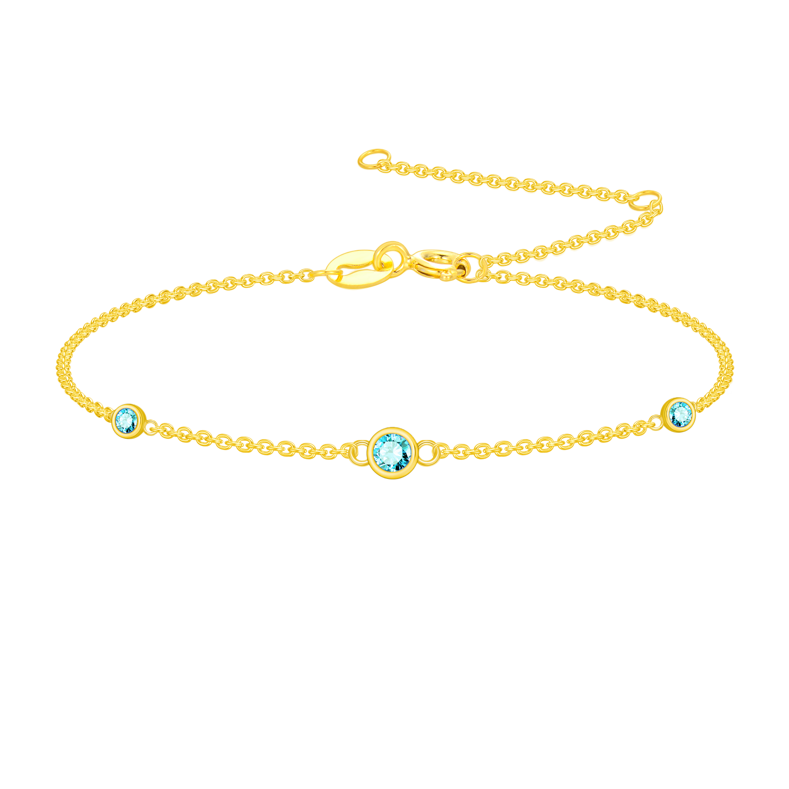 14K Gold Round Topaz Charm Bracelet