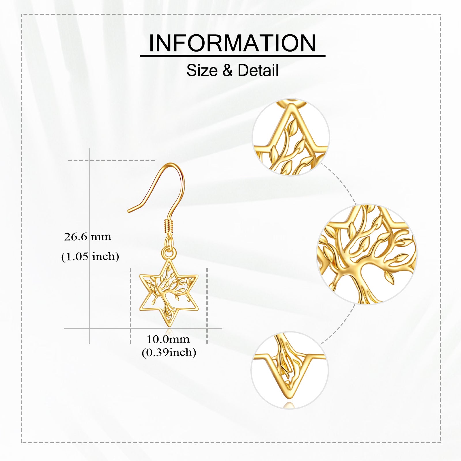 14K Gold Tree Of Life Drop Earrings