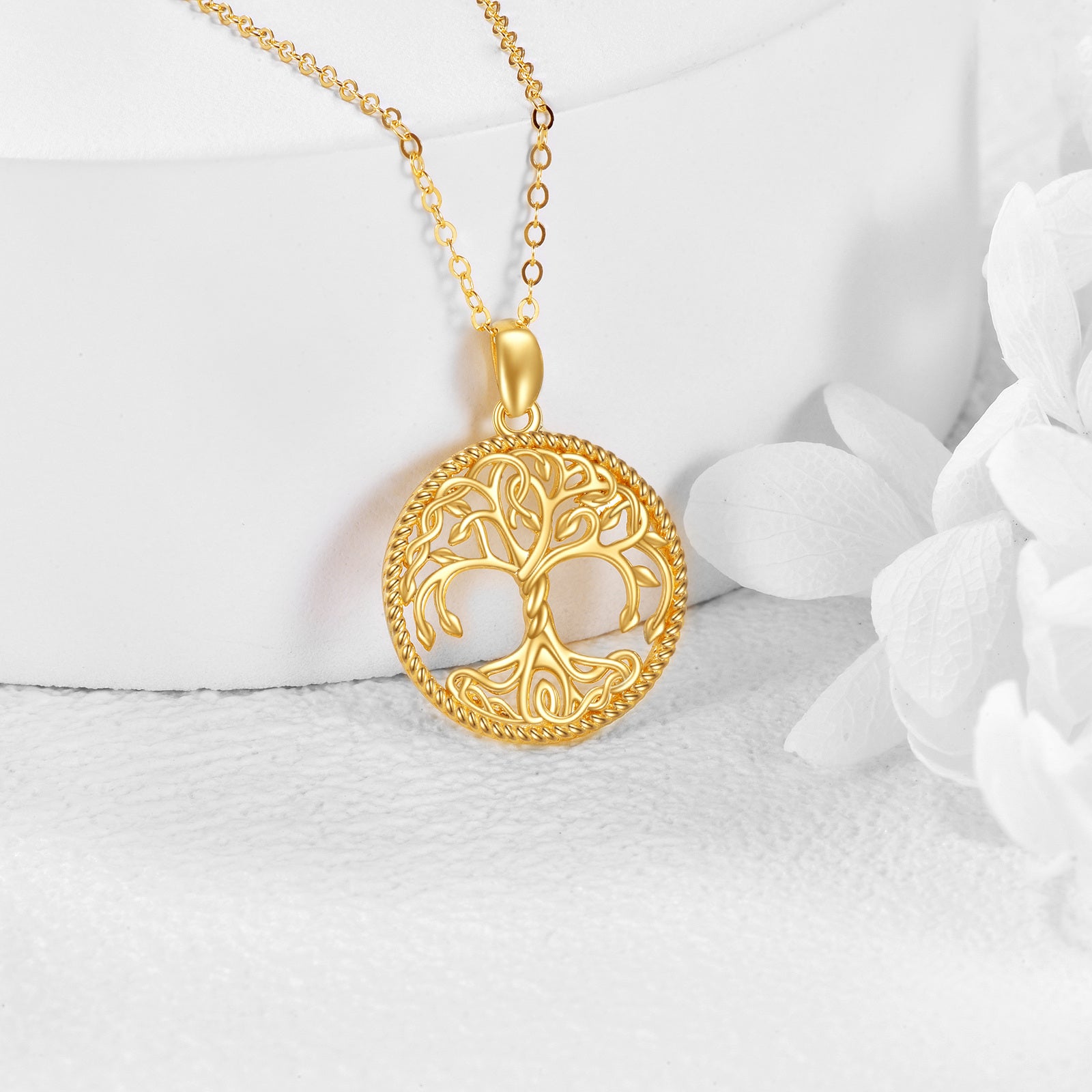 14K Gold Tree Of Life Pendant Necklace