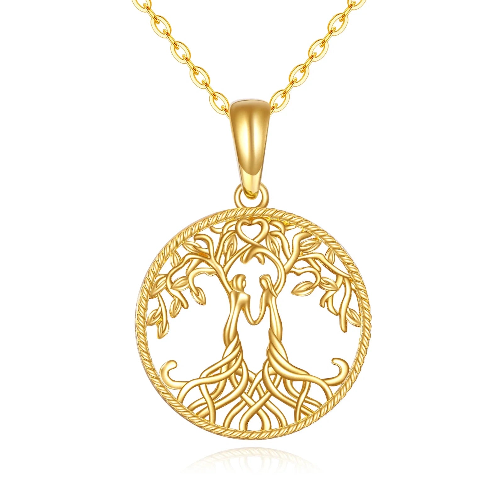 14K Gold Tree Of Life & Sisters Pendant Necklace
