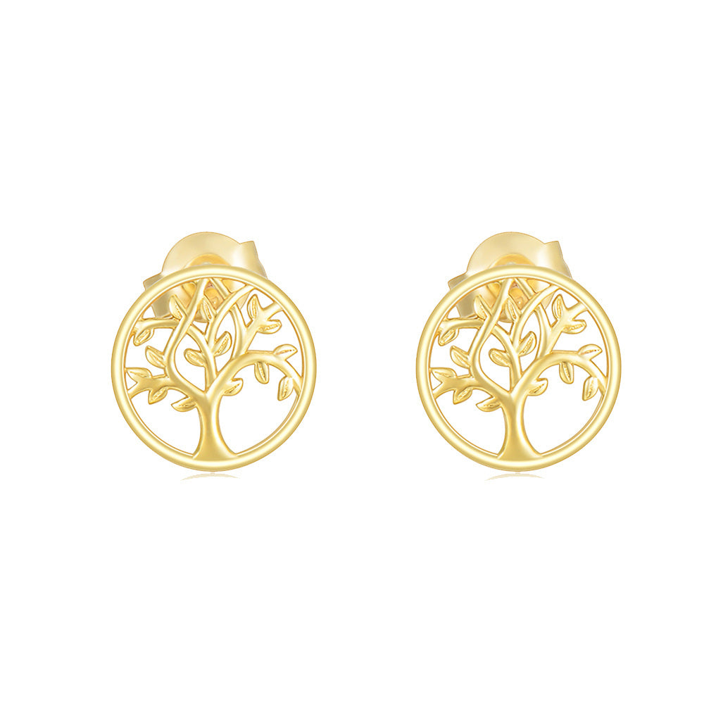 14K Gold Tree Of Life Stud Earrings