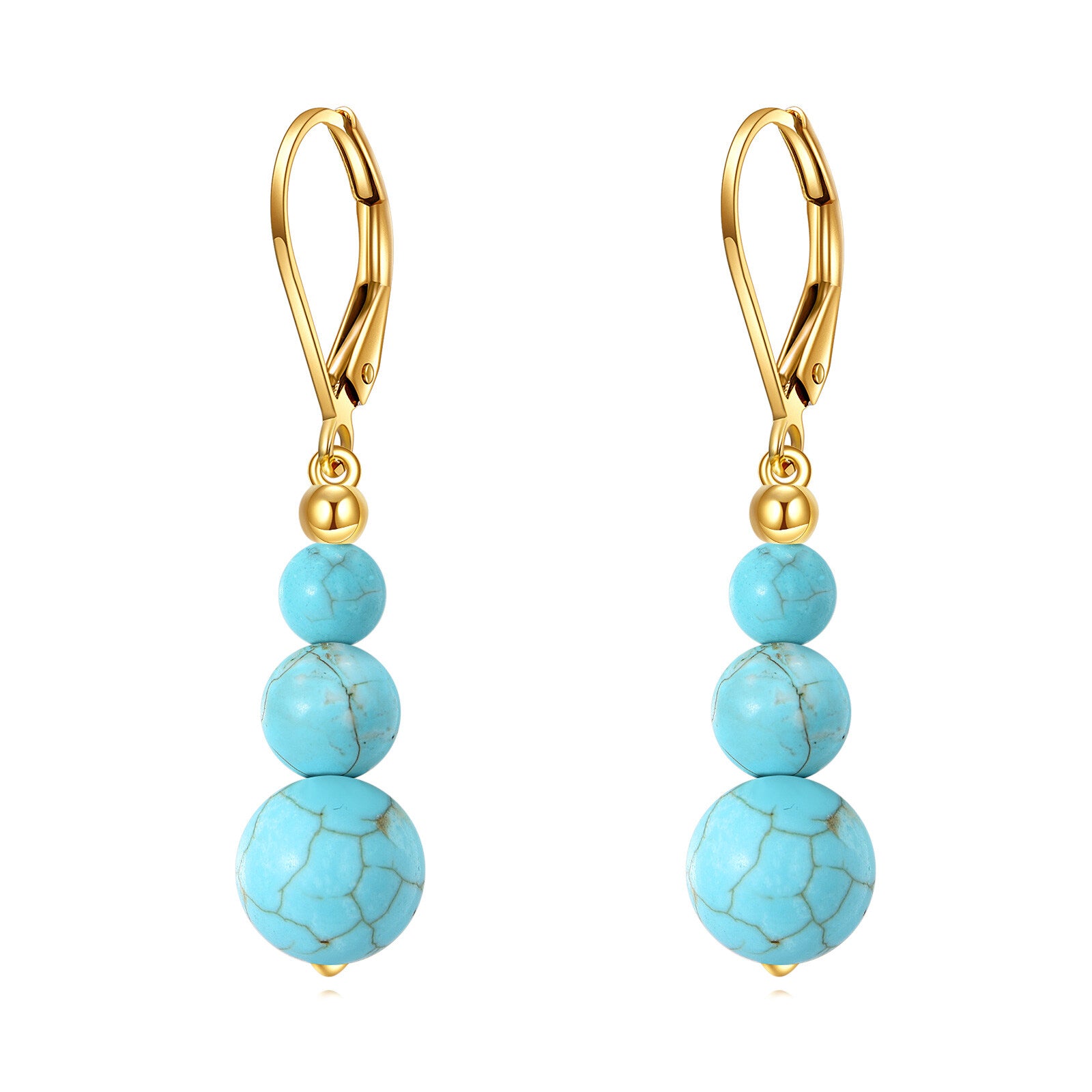 14K Gold Turquoise Drop Earrings