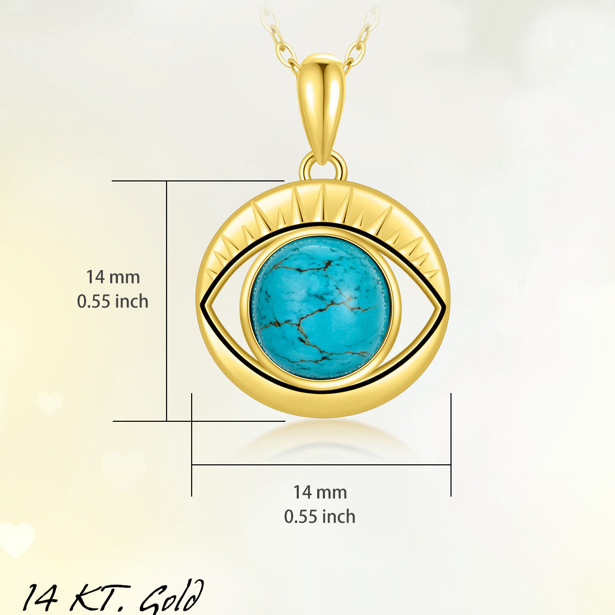 14K Gold Turquoise Evil Eye Pendant Necklace