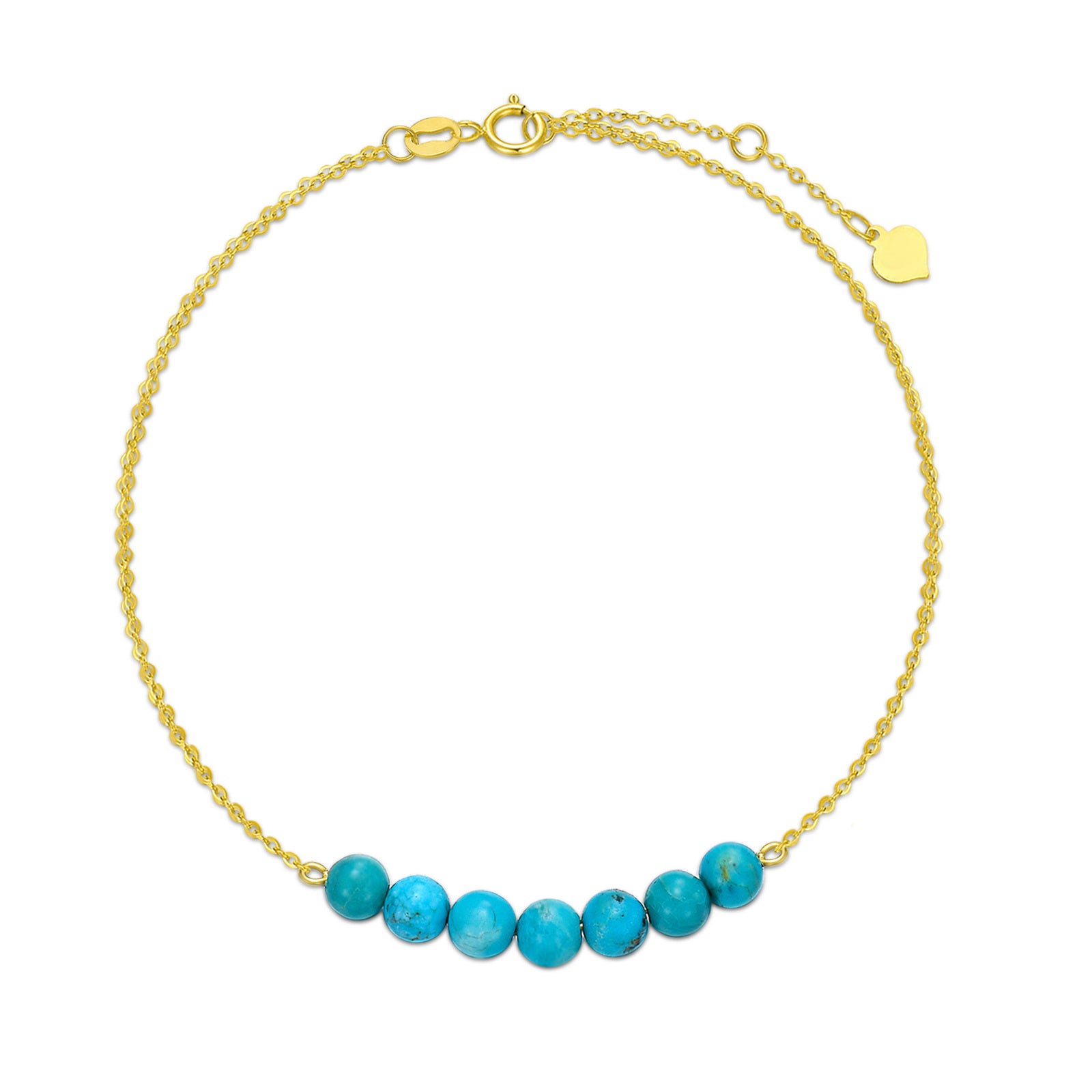 14K Gold Turquoise Metal Beads Bracelet