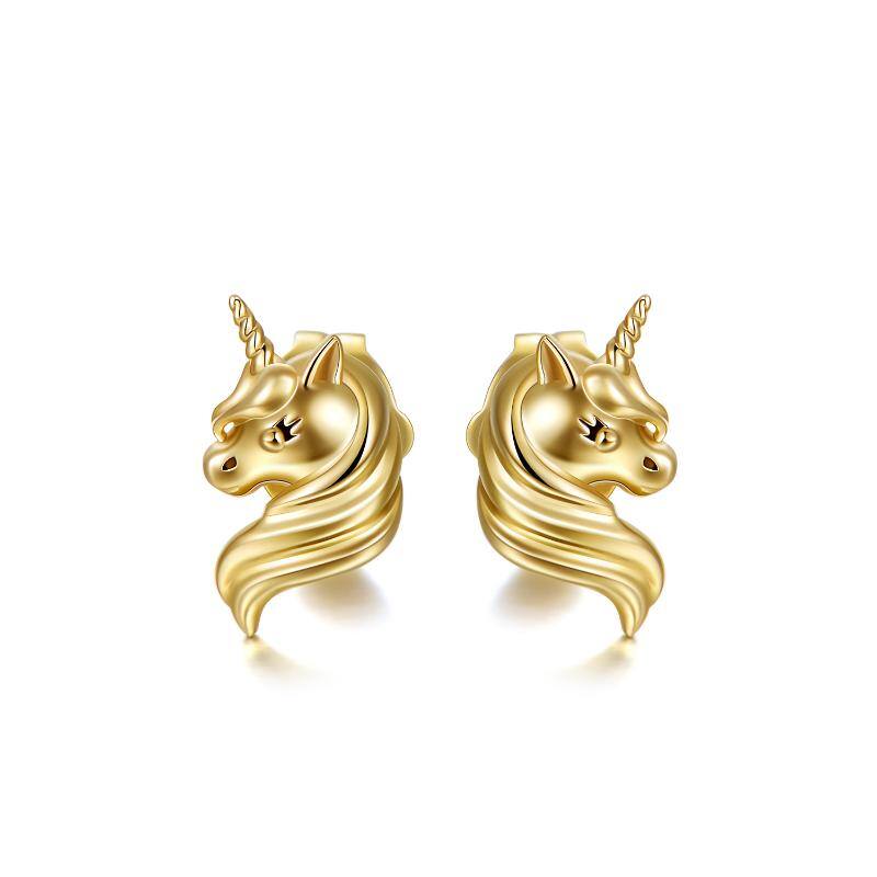 14K Gold Unicorn Stud Earrings