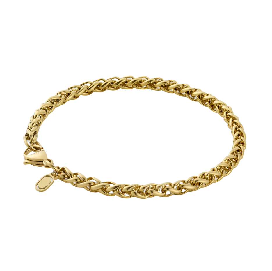 Sterling Silver with Yellow Gold Plated Wheat Chain Bracelet 5mm