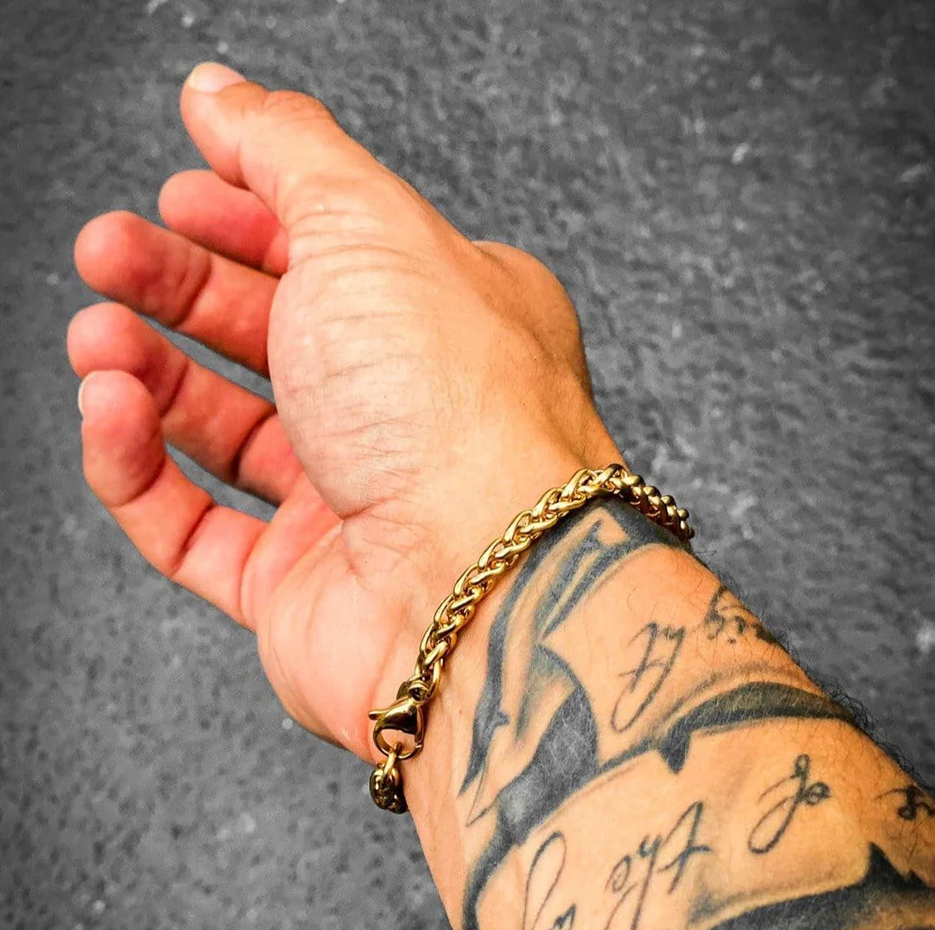 Sterling Silver with Yellow Gold Plated Wheat Chain Bracelet 5mm