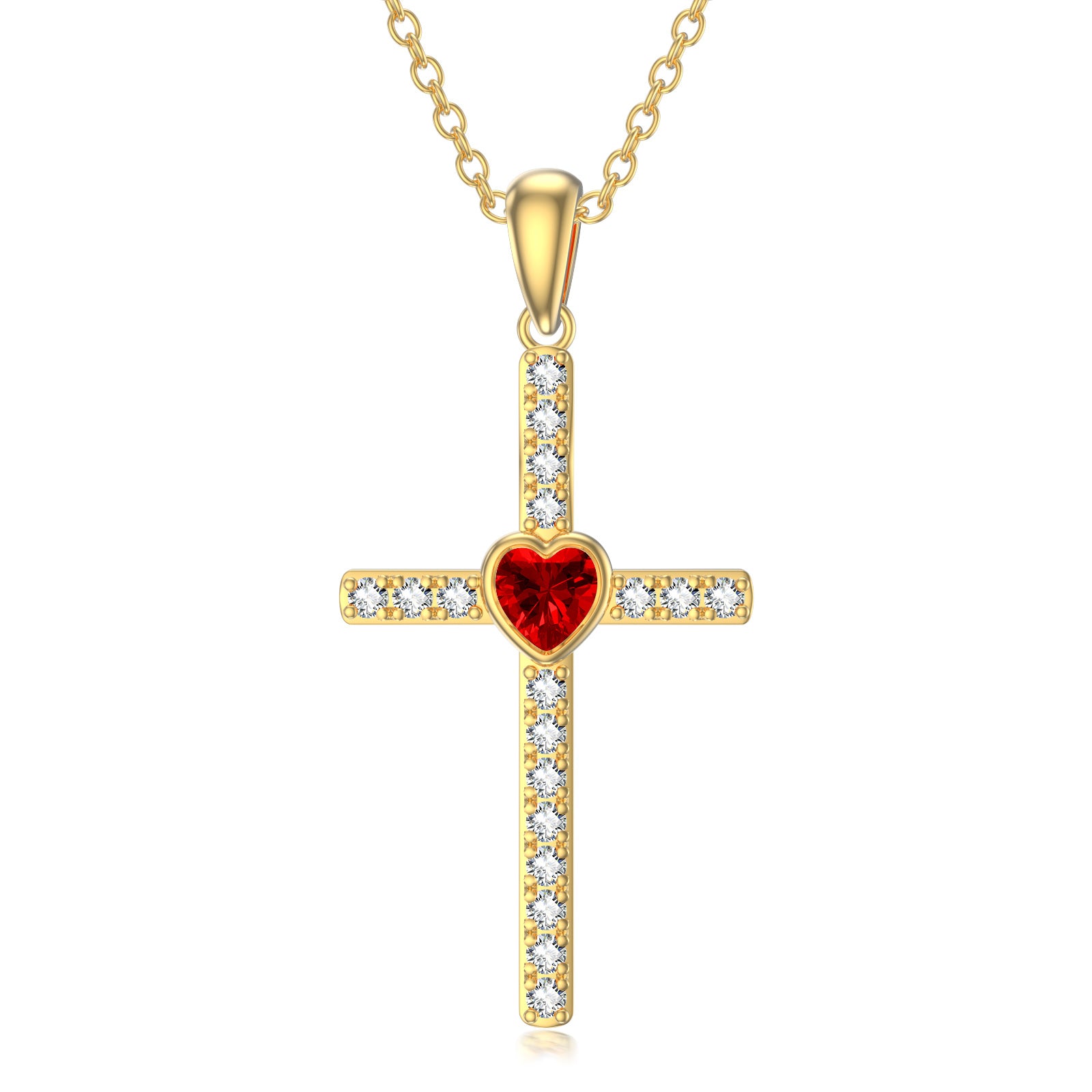 14K Gold Zircon Cross Pendant Necklace