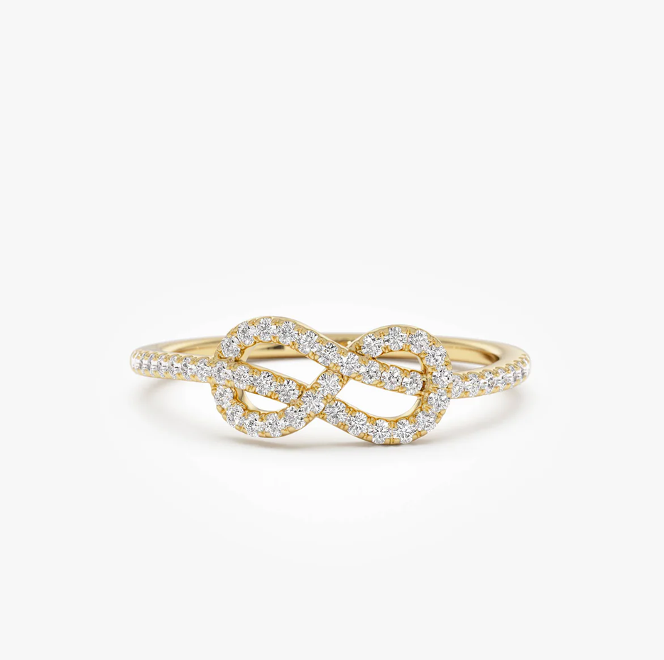 14K Infinity Knot Diamond Ring