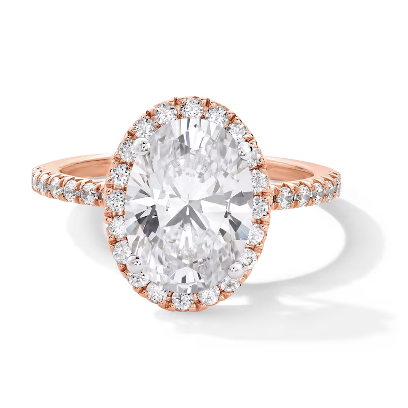 14K Rose Gold 1 to 3.5 CT.T.W. Oval Lab Created Diamond Custom Engagement Ring D VVS1-VS1 IGI Certified