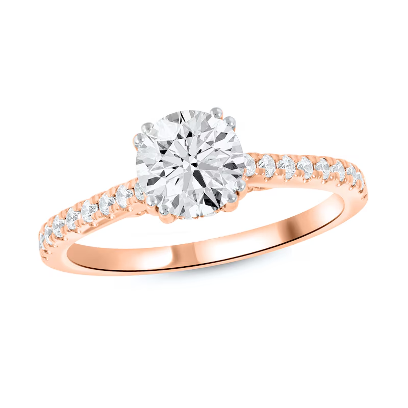 14K Rose Gold 1 to 3.5 CT.T.W. Round Lab Created Diamond Custom Engagement Ring IGI Certified