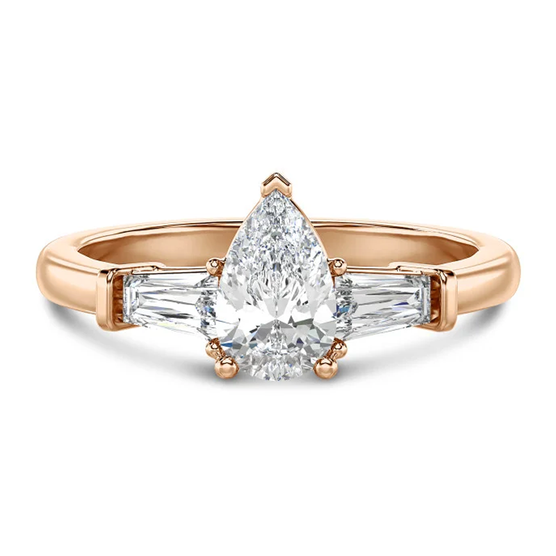 14K Rose Gold 1.5CT Pear Cut Moissanite Engagement Ring