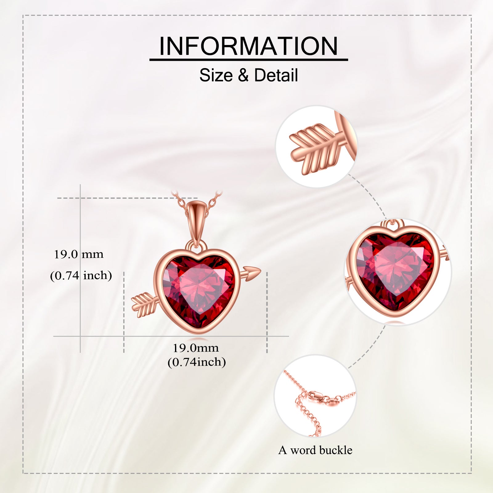 Sterling Silver with Rose Gold Plated Cubic Zirconia Arrow & Heart Pendant Necklace