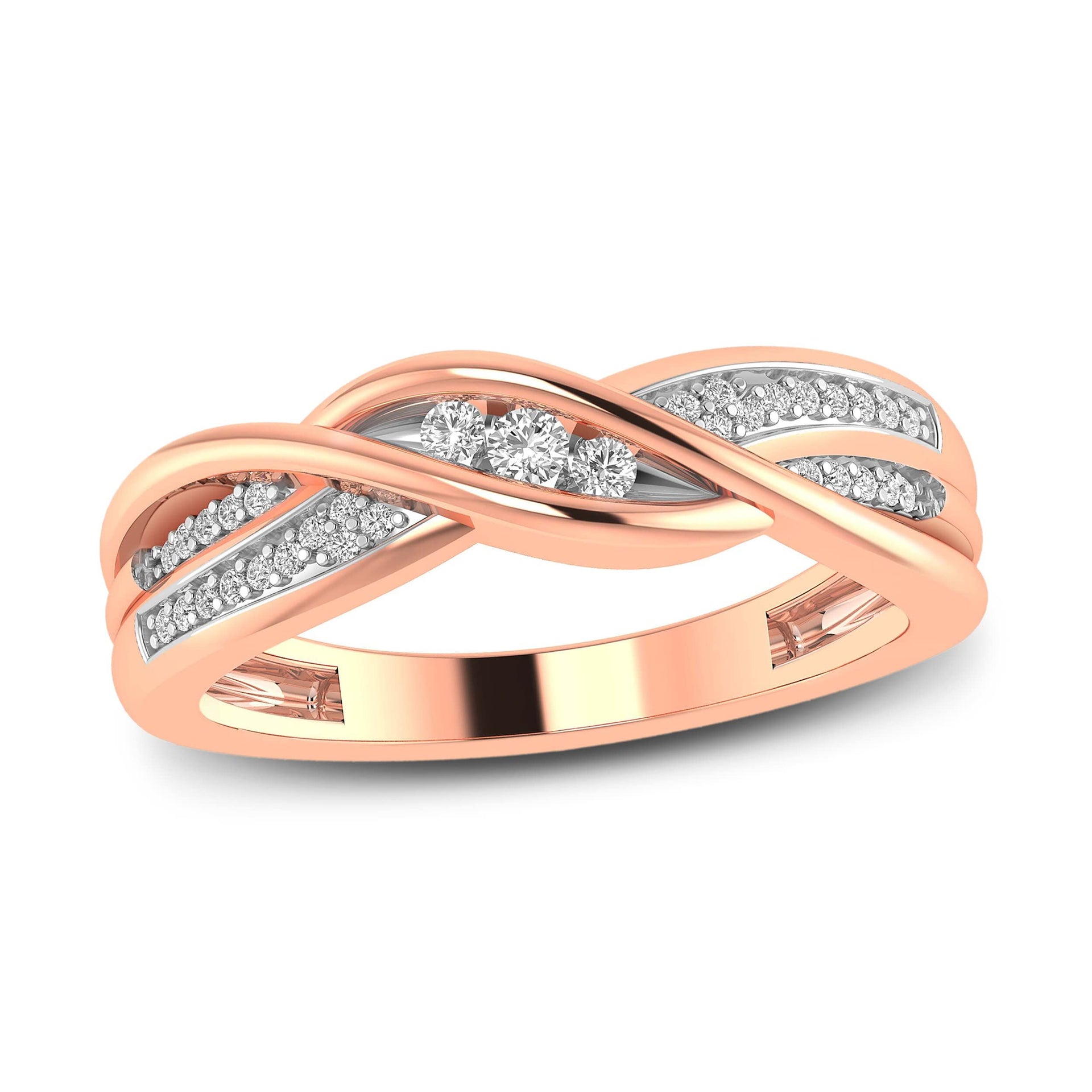 14K Rose Gold Round Shaped Moissanite Personalized Engraving Wedding Ring