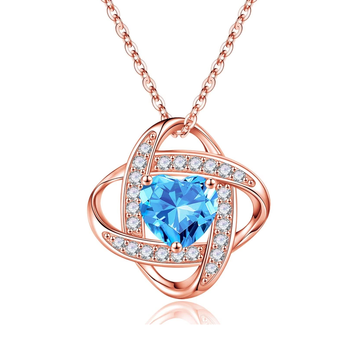 14K Rose Gold Heart Cut Personalized Birthstone Sisters Pendant Necklace