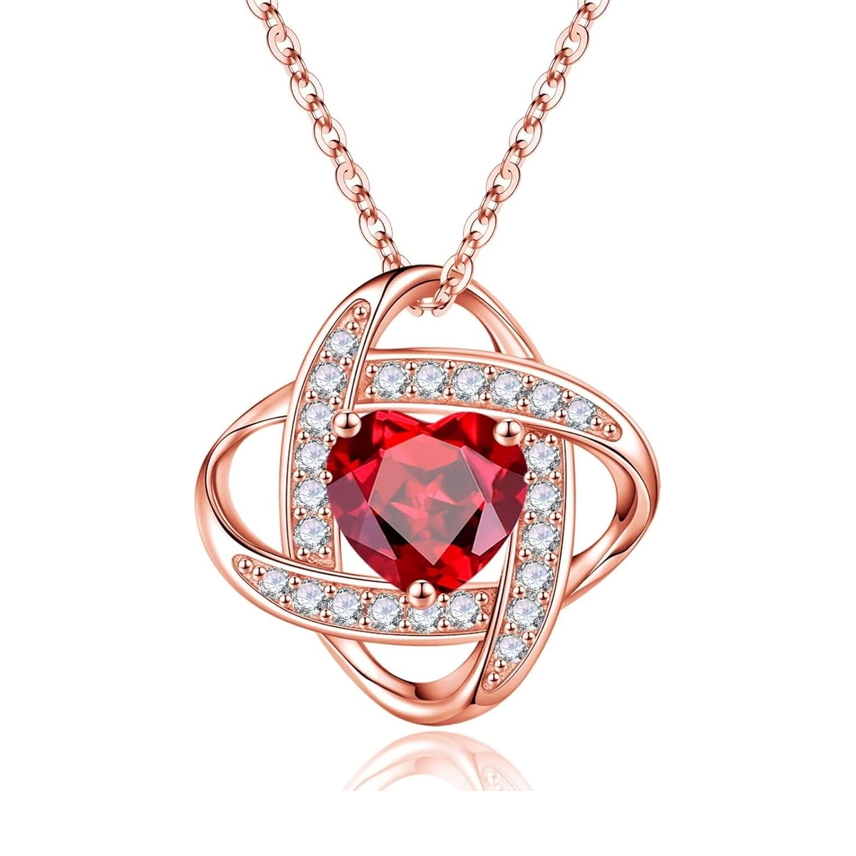 14K Rose Gold Heart Cut Personalized Birthstone Sisters Pendant Necklace