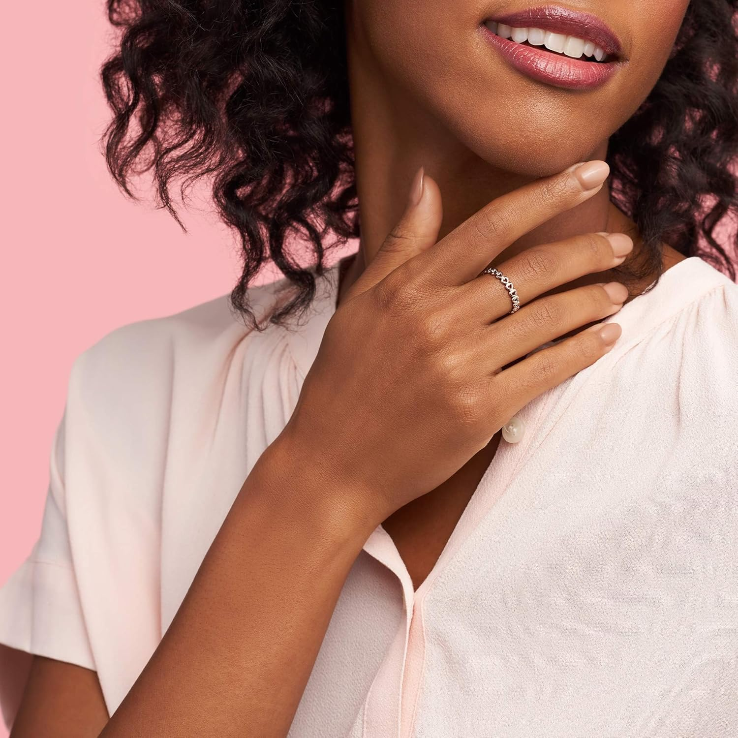 14K Rose Gold Heart With Heart Ring for Women