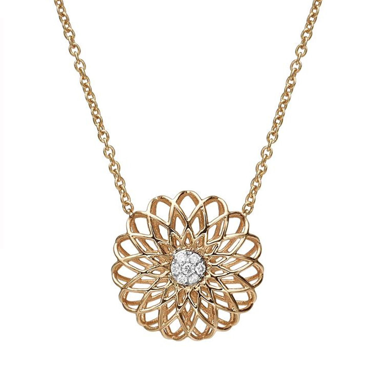 Sterling Silver with Rose Gold Plated Moissanite Wildflowers Pendant Necklace