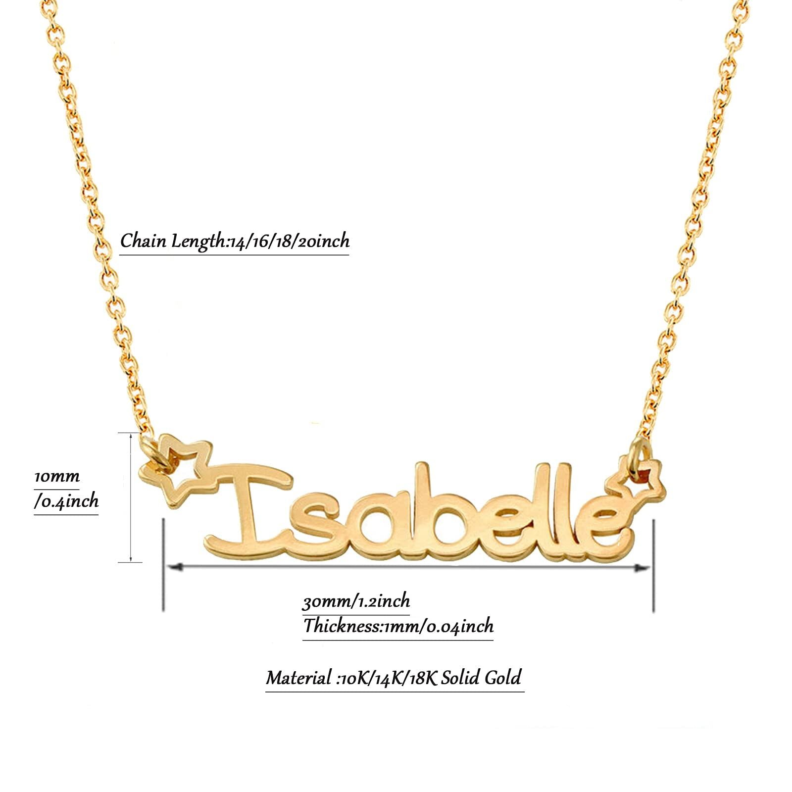 14K Gold & Personalized Classic Name Star Pendant Necklace