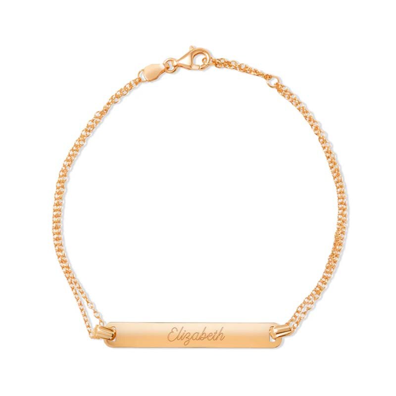 Sterling Silver with Rose Gold Plated Personalized Engraving Identification Bracelet