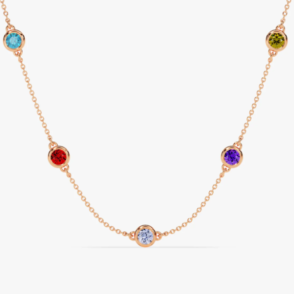 Sterling Silver with Rose Gold Plated Round Cut Personalized Birthstone Sisters Pendant Necklace