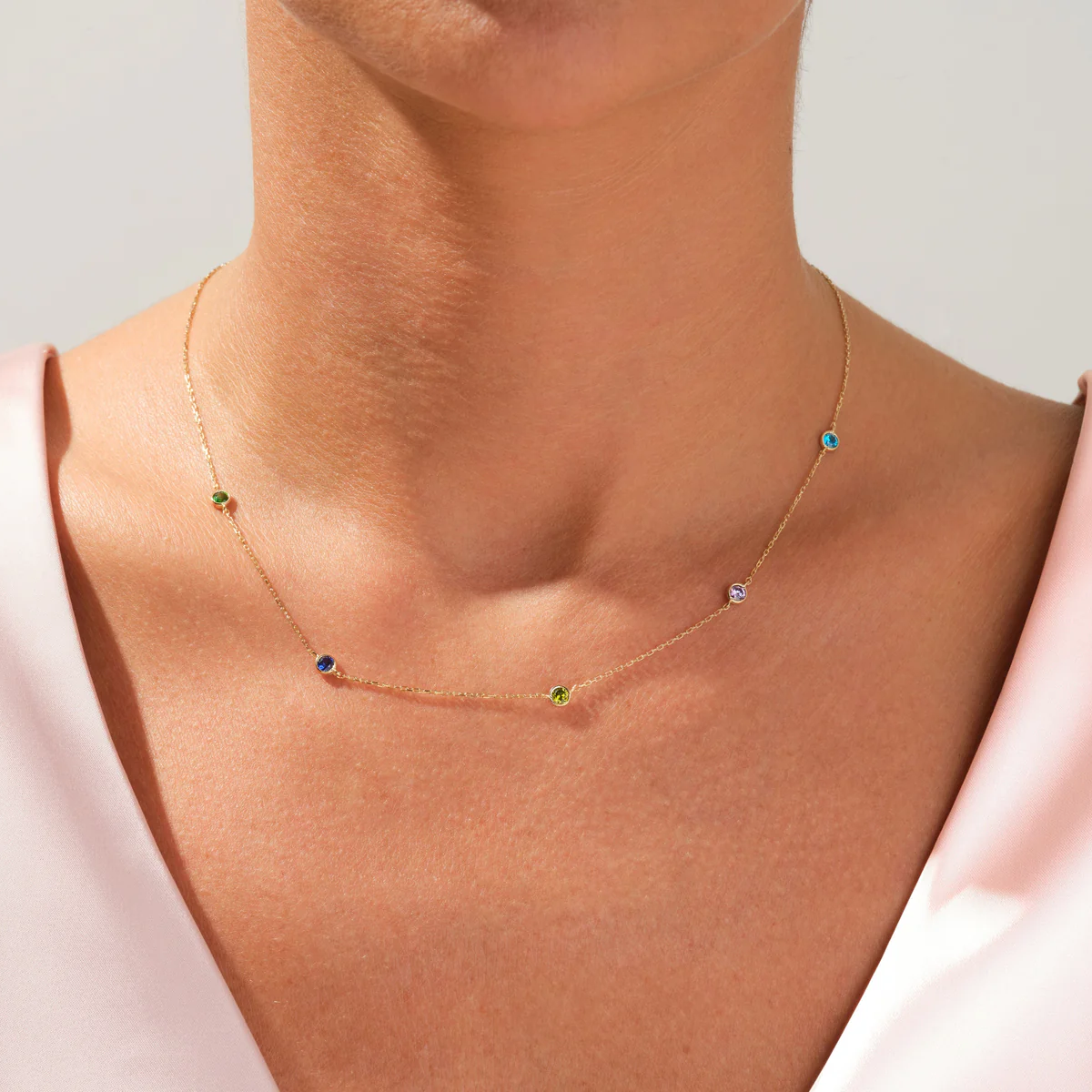 Sterling Silver with Rose Gold Plated Round Cut Personalized Birthstone Sisters Pendant Necklace