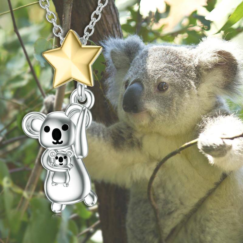 14K Silver & Gold Koala Pendant Necklace