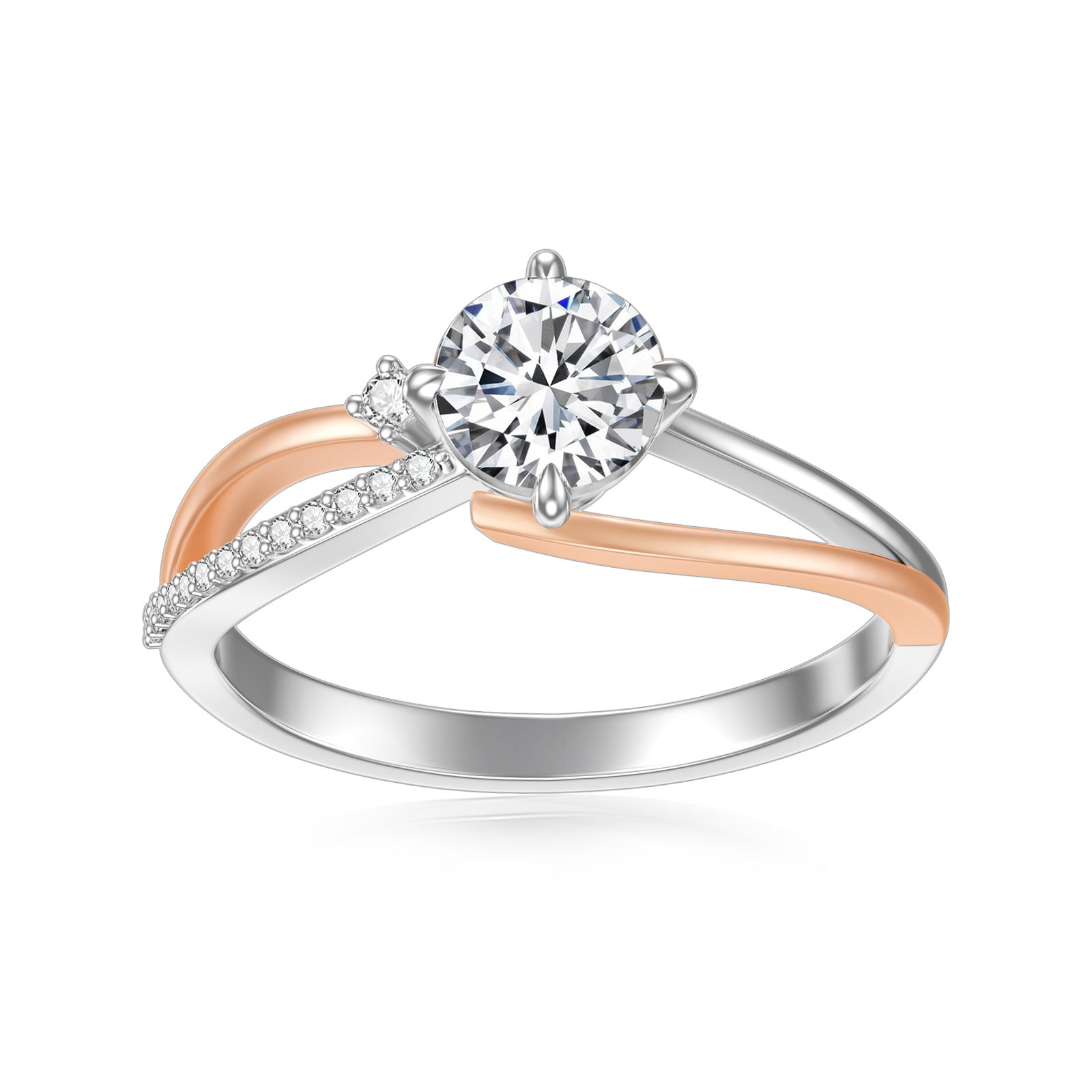 14K Silver & Rose Gold 1 to 3CT.T.W. Round Created Diamond Custom Engagement Ring IGI Certified
