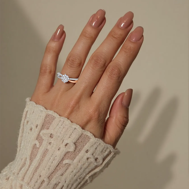 14K Silver & Rose Gold 1 to 3CT.T.W. Round Created Diamond Custom Engagement Ring IGI Certified