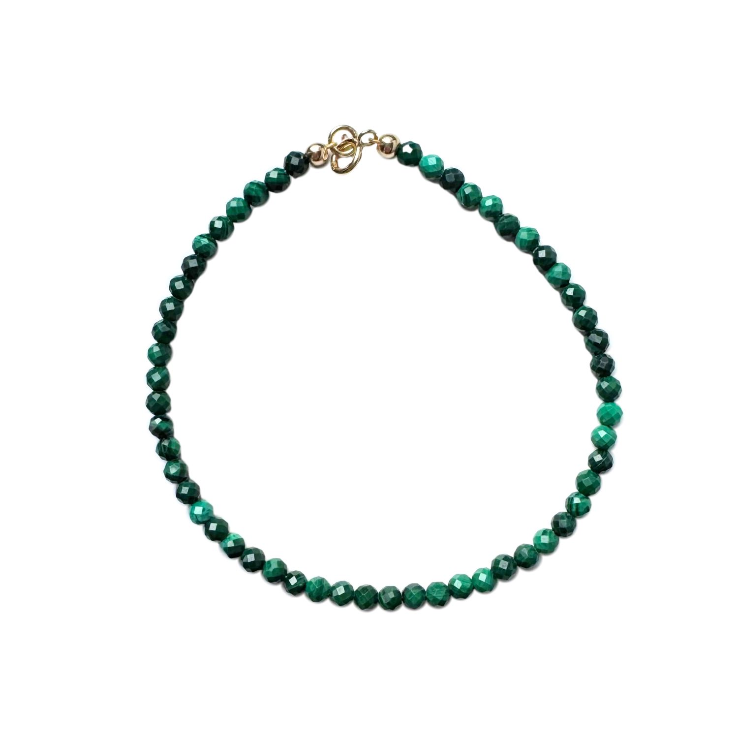 14K Solid Gold Malachite Bracelet
