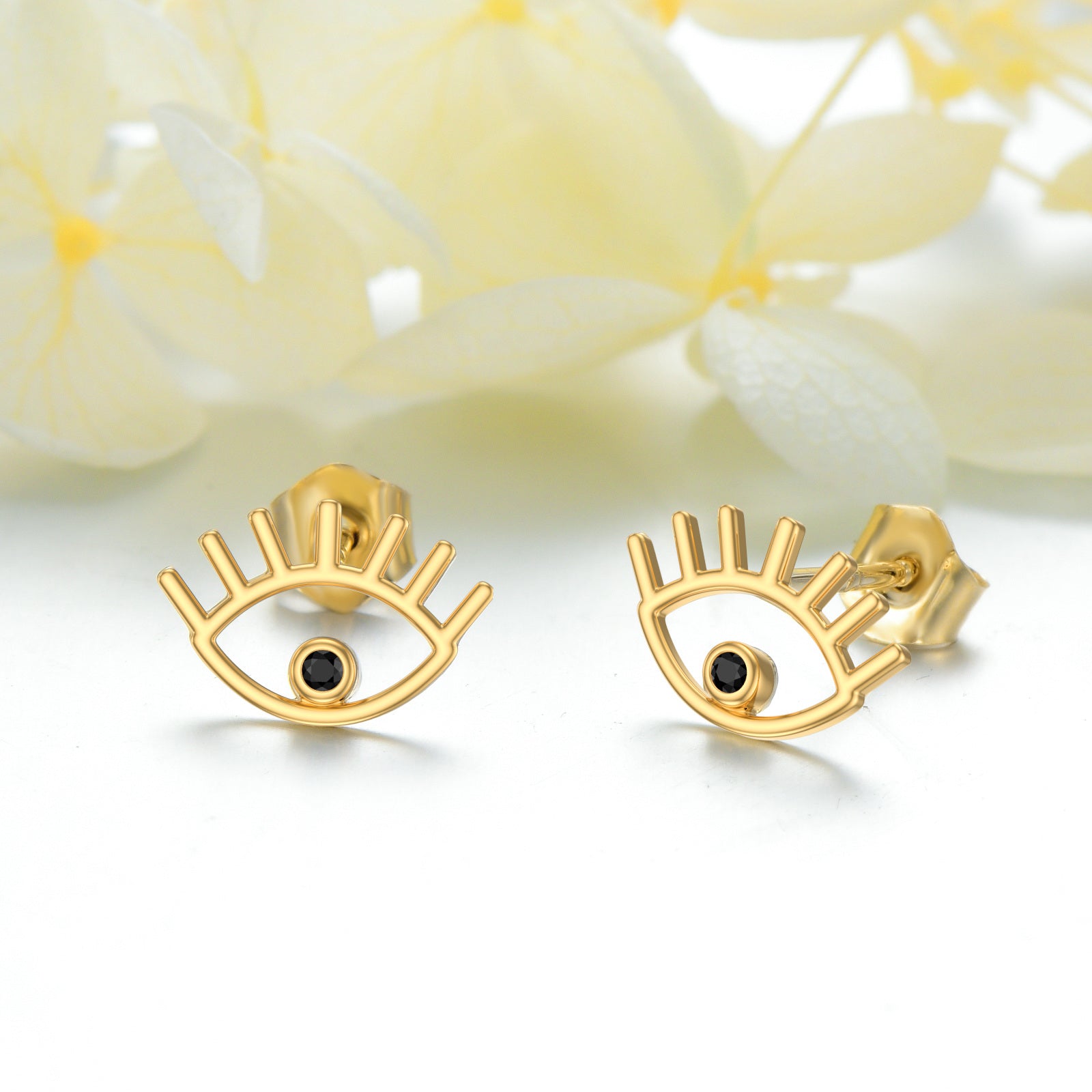 14K Solid Gold Stud Earrings for Women Evil Eye Stud Earrings Jewelry Gift for Her