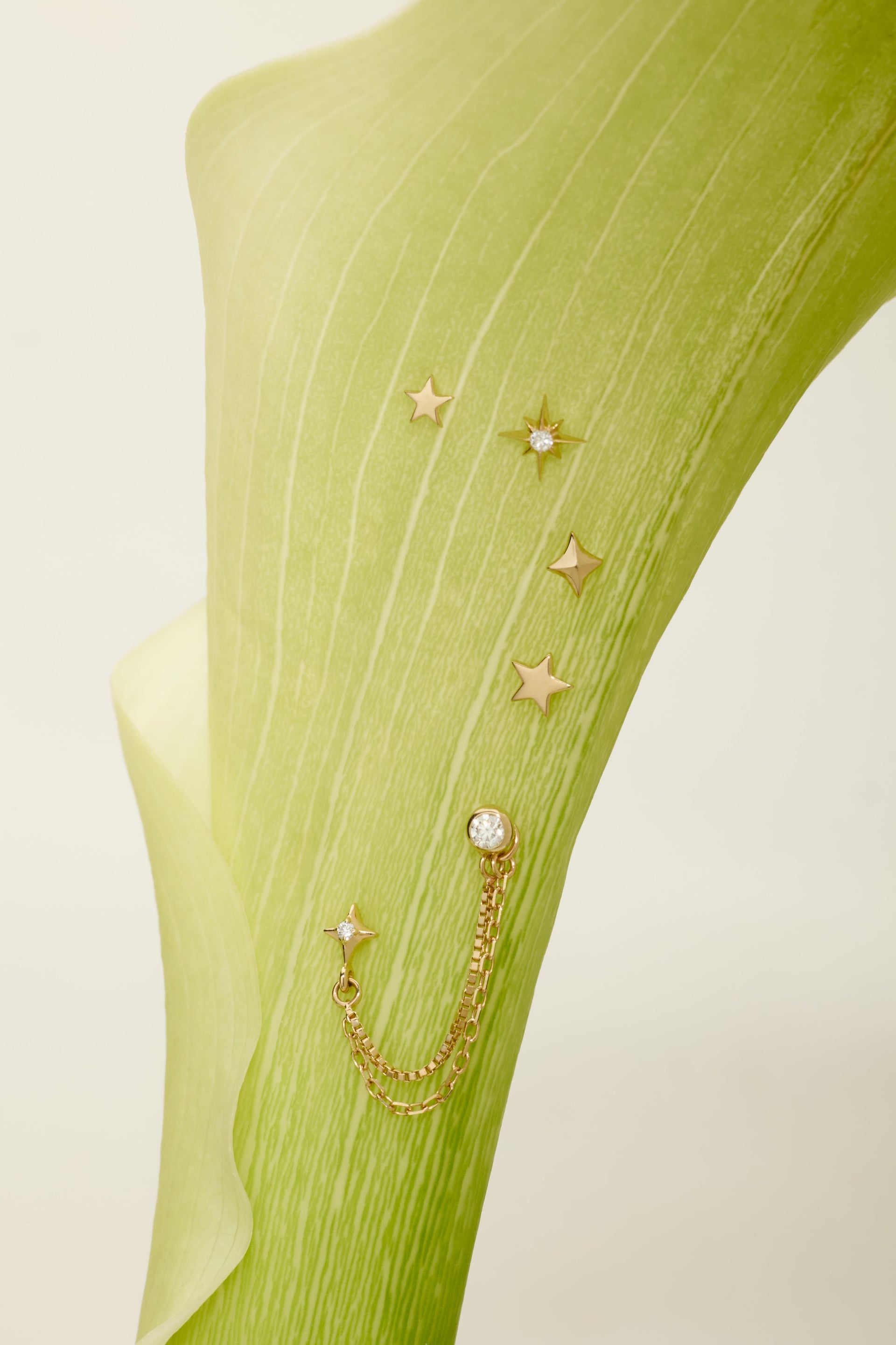 14K Solid White Gold Bezel Set Lab-Grown Diamond Flat Back Stud