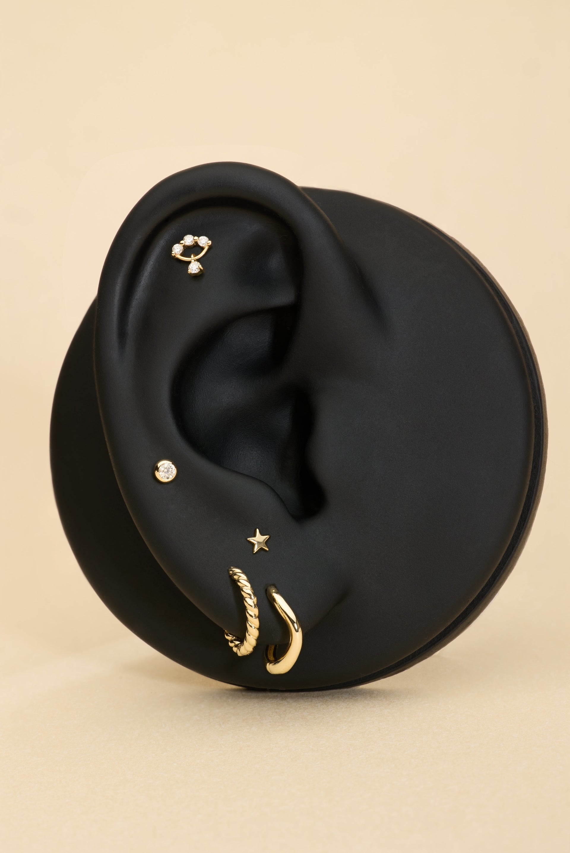 14K Solid Yellow Gold Bezel Set Lab-Grown Diamond Screw Flat Back Stud