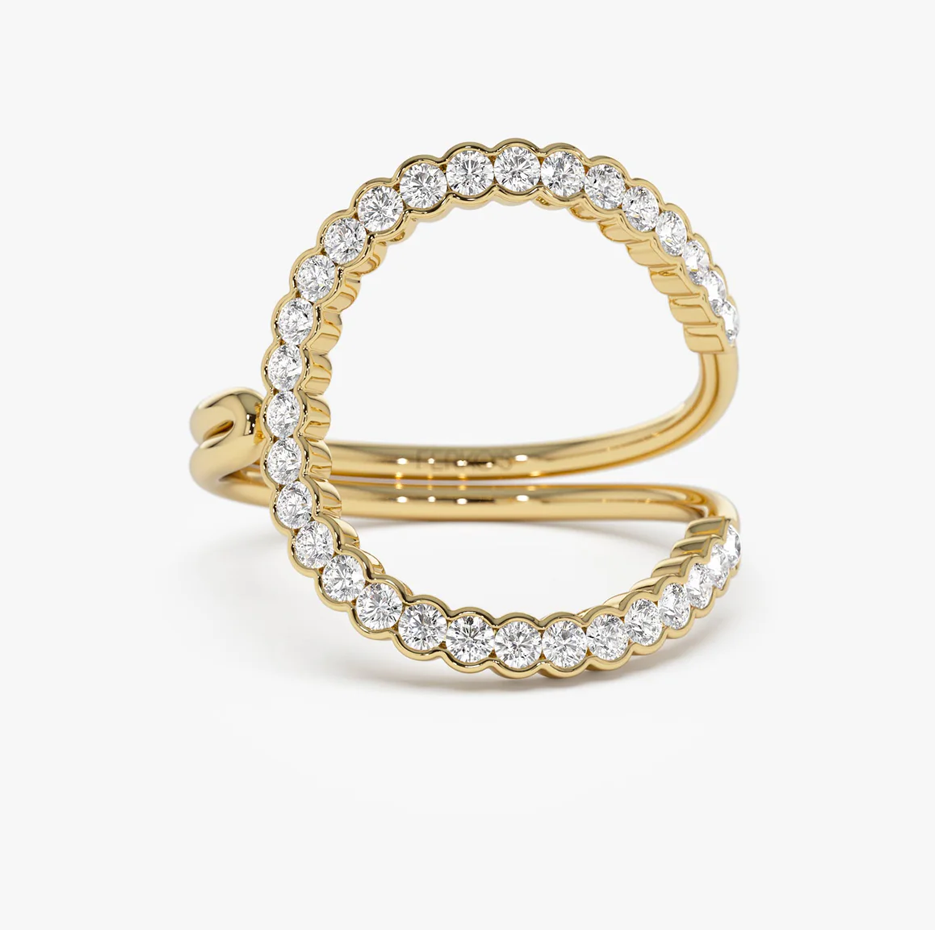 14k Unique Half Bezel 0.55 CT Diamond Ring