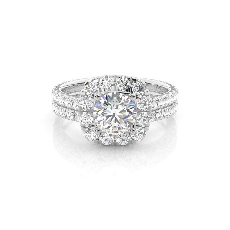 14K White Gold 1 to 3.5 CT.T.W. Round Lab Created Diamond Wedding Ring D VVS1 3EX IGI Certified