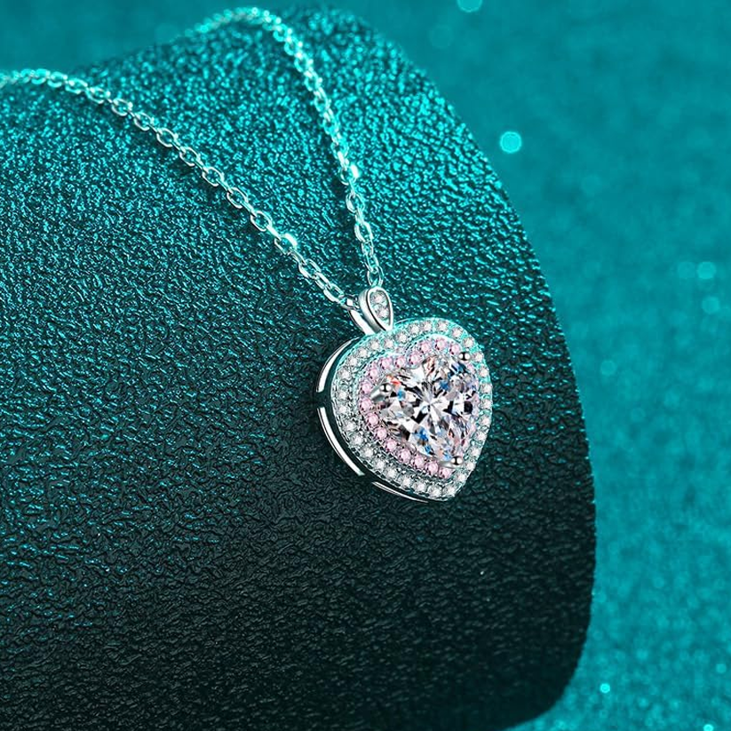 14K White Gold 1CT Lab Created Diamond Heart Pendant Necklace
