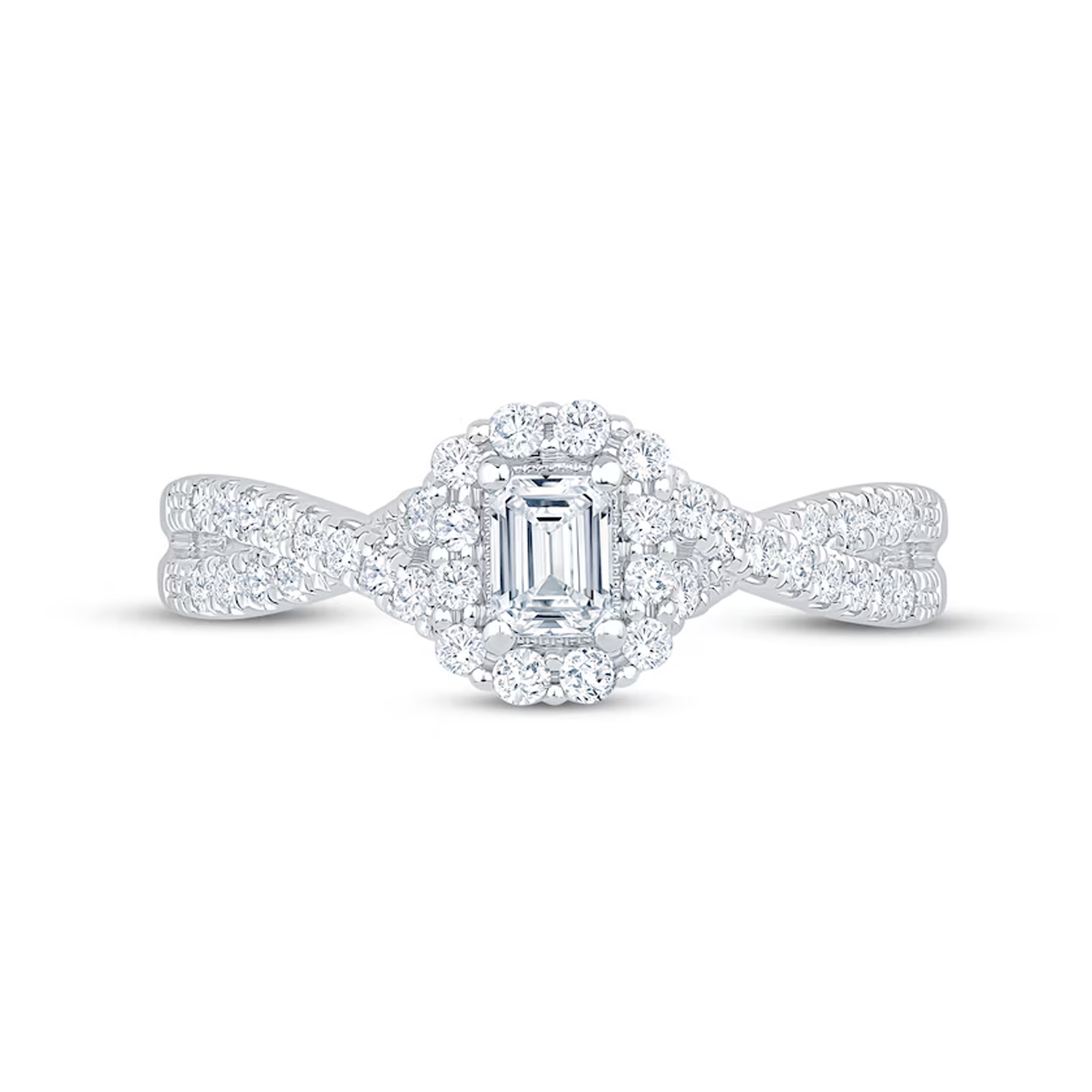 14K White Gold 0.5 to 3 CT Emerald Lab Created Diamond Custom Engagement Ring D Color VVS1-VS1 Clarity 3EX