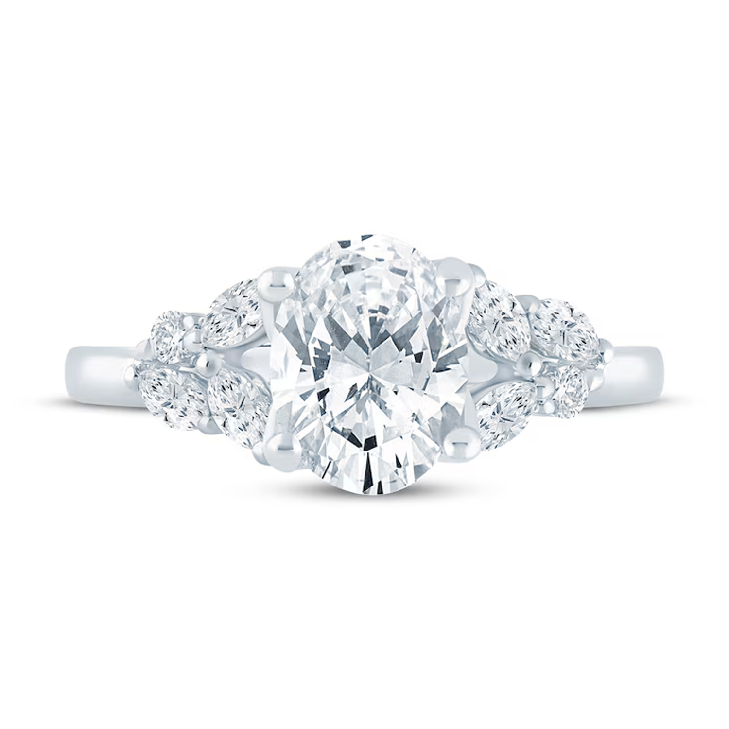 14K White Gold 1 to 3.5 CT.T.W. Marquise Cut Lab Created Diamond Engagement Ring D-VVS1 IGI Certified