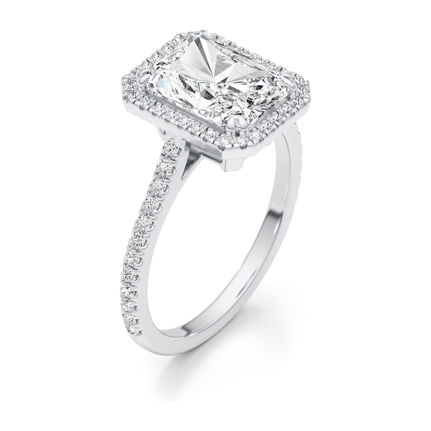 14K White Gold 3CT Princess Cut Lab Created Diamond Custom Engagement Ring D Color VVS1-VS1 Clarity 3EX IGI Certified