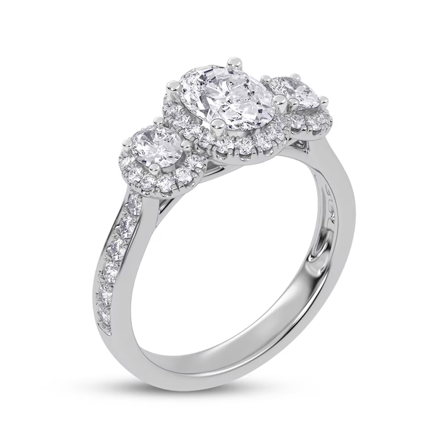 14K White Gold 1.5 CT.T.W. Oval Lab Created Diamond Custom Engagement Ring D Color VVS1-VS1 Clarity 3EX IGI Certified