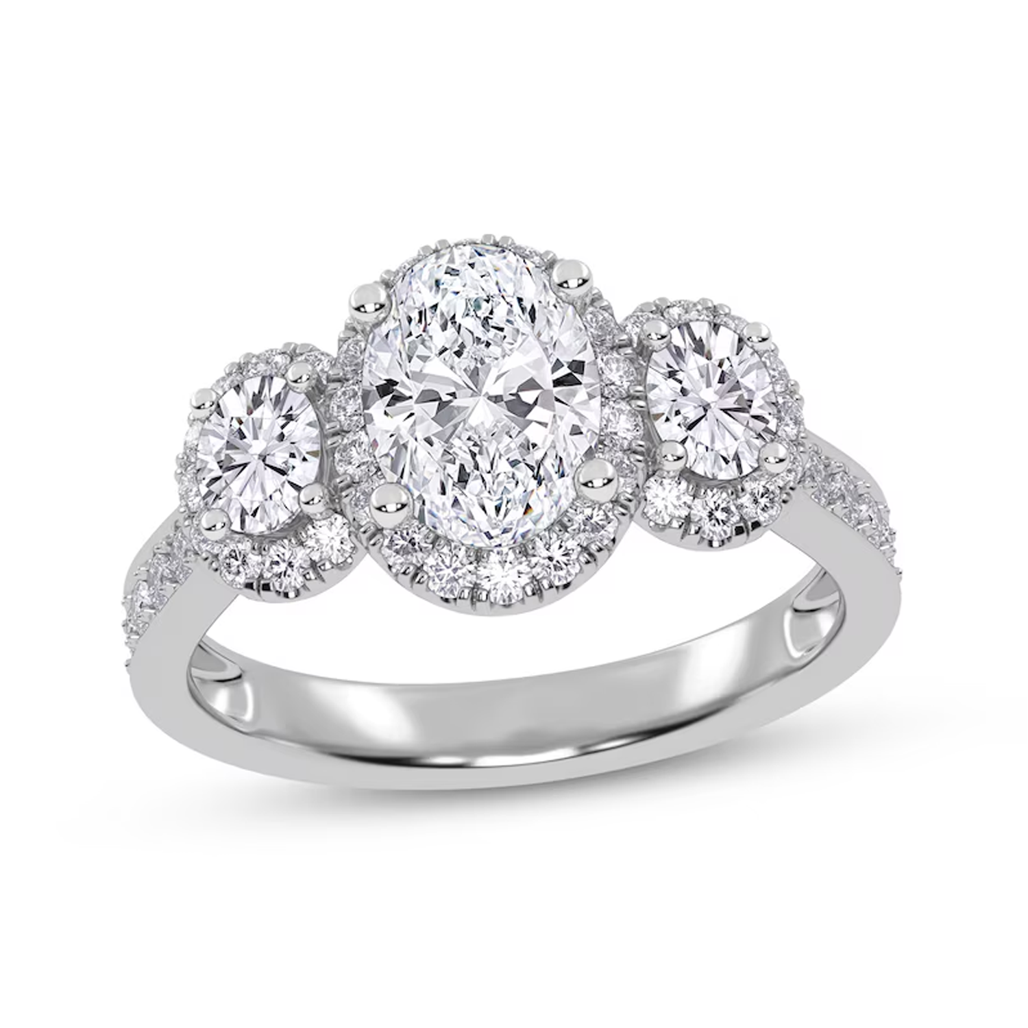 14K White Gold 1.5 CT.T.W. Oval Lab Created Diamond Custom Engagement Ring D Color VVS1-VS1 Clarity 3EX IGI Certified