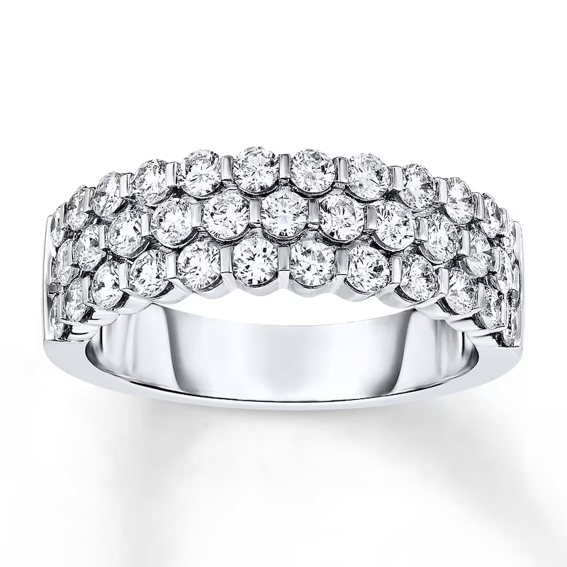 14K White Gold Round Cut Diamond Custom Stackable Ring I Color I2 Clarity 3EX IGI Certified