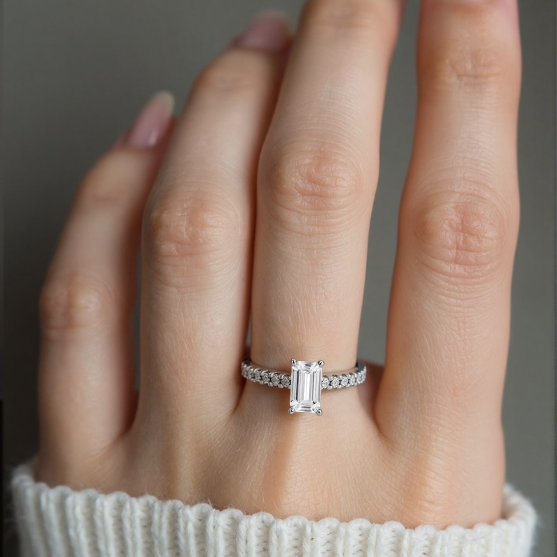 14K White Gold 0.75 to 3.25 CT.T.W. Lab Created Diamond Engagement Ring VVS1-VS1 Clarity 3EX IGI Certified