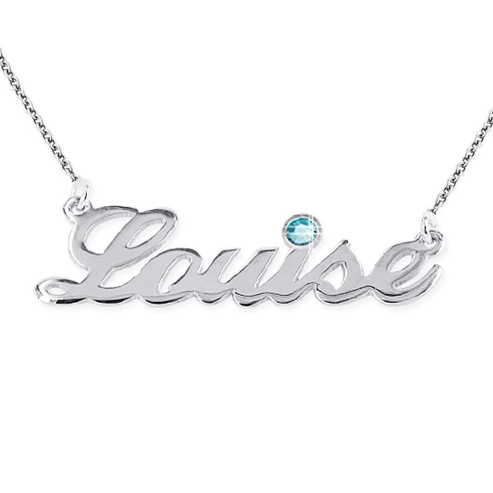 14k White Gold and Birthstone Necklace
