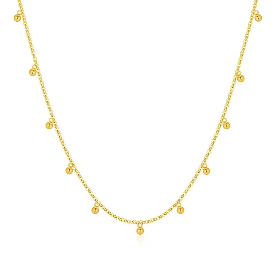 14K Gold Bead Pendant Necklace