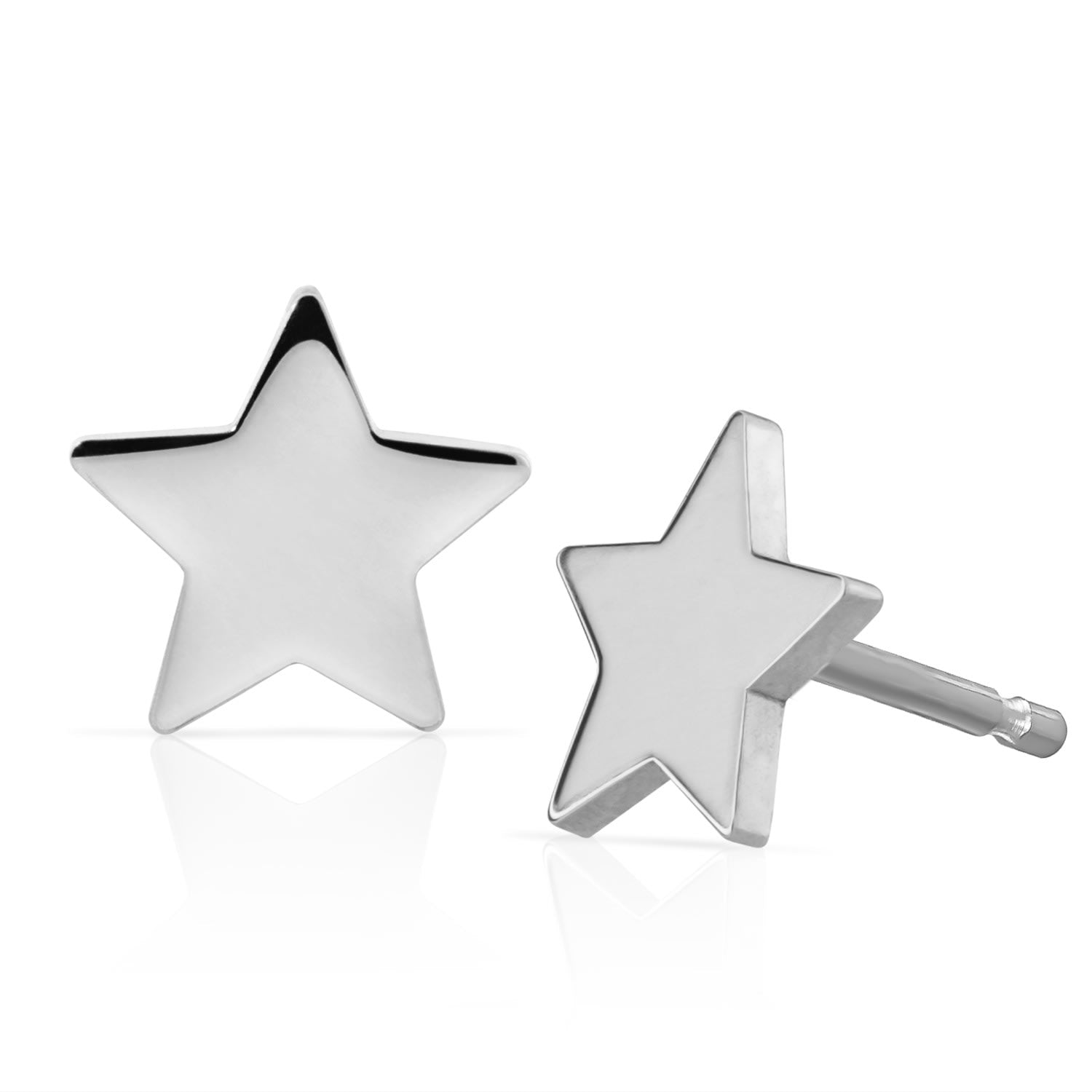 14K White Gold Charm Stud - Star